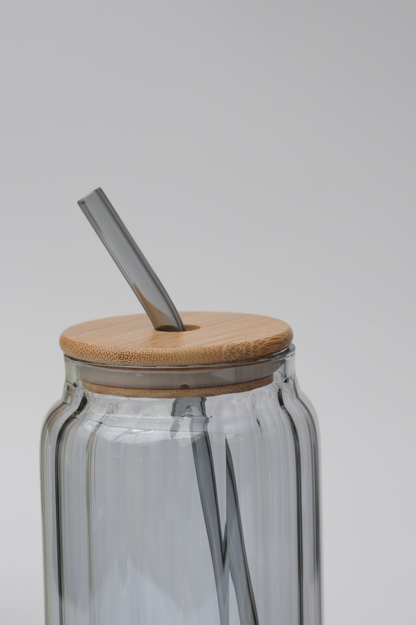 Aldo Glass Tumbler with Wooden Lid & Glass Straw Set of 2 (540ml)