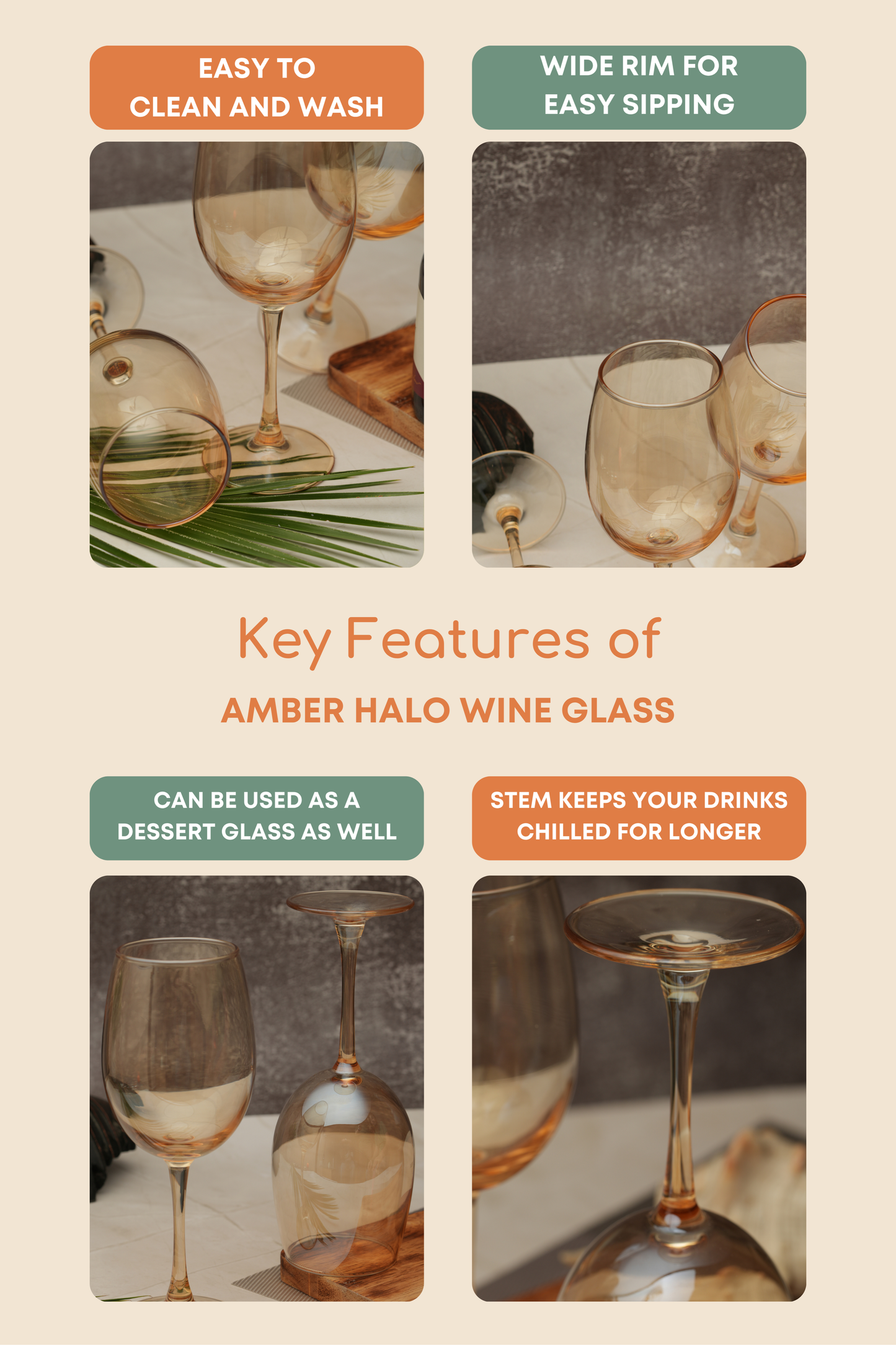 Amber Halo Wine Glass Set of 6 (465ml)