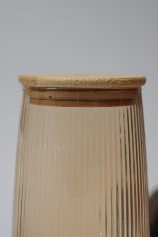 Amber Grove Glass Tumbler with Wooden Lid & Glass Straw Set of 2 (540ml)