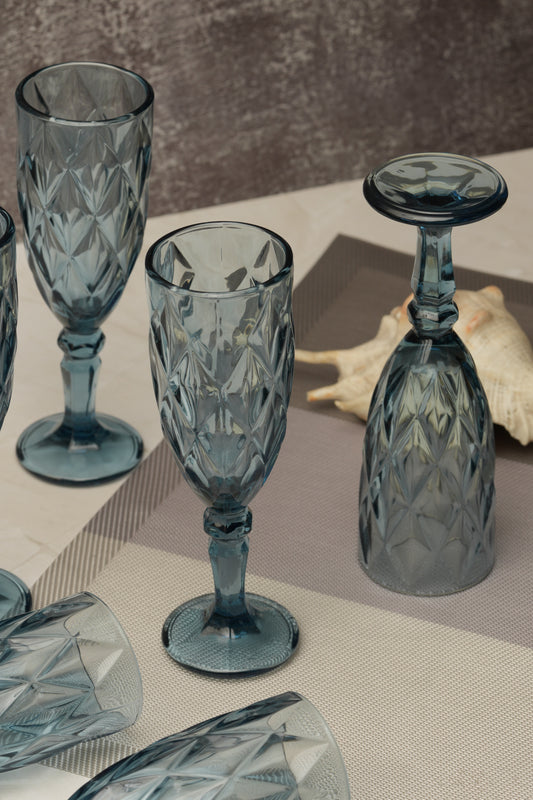 Blue Rose Goblet Wine Glass Set of 6 (165ml)