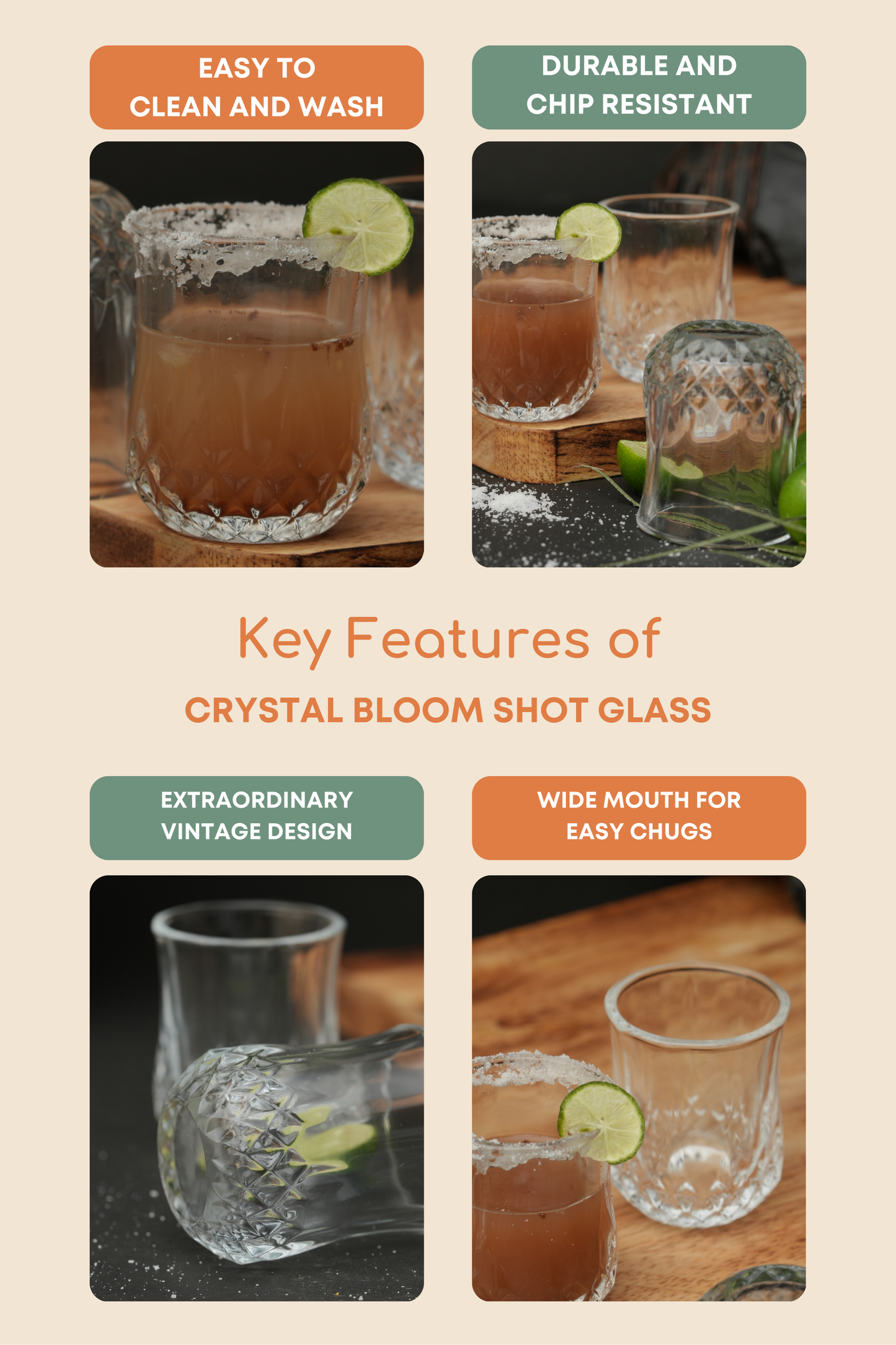 Crystal Bloom Shot Glass Set of 6 (50ml)