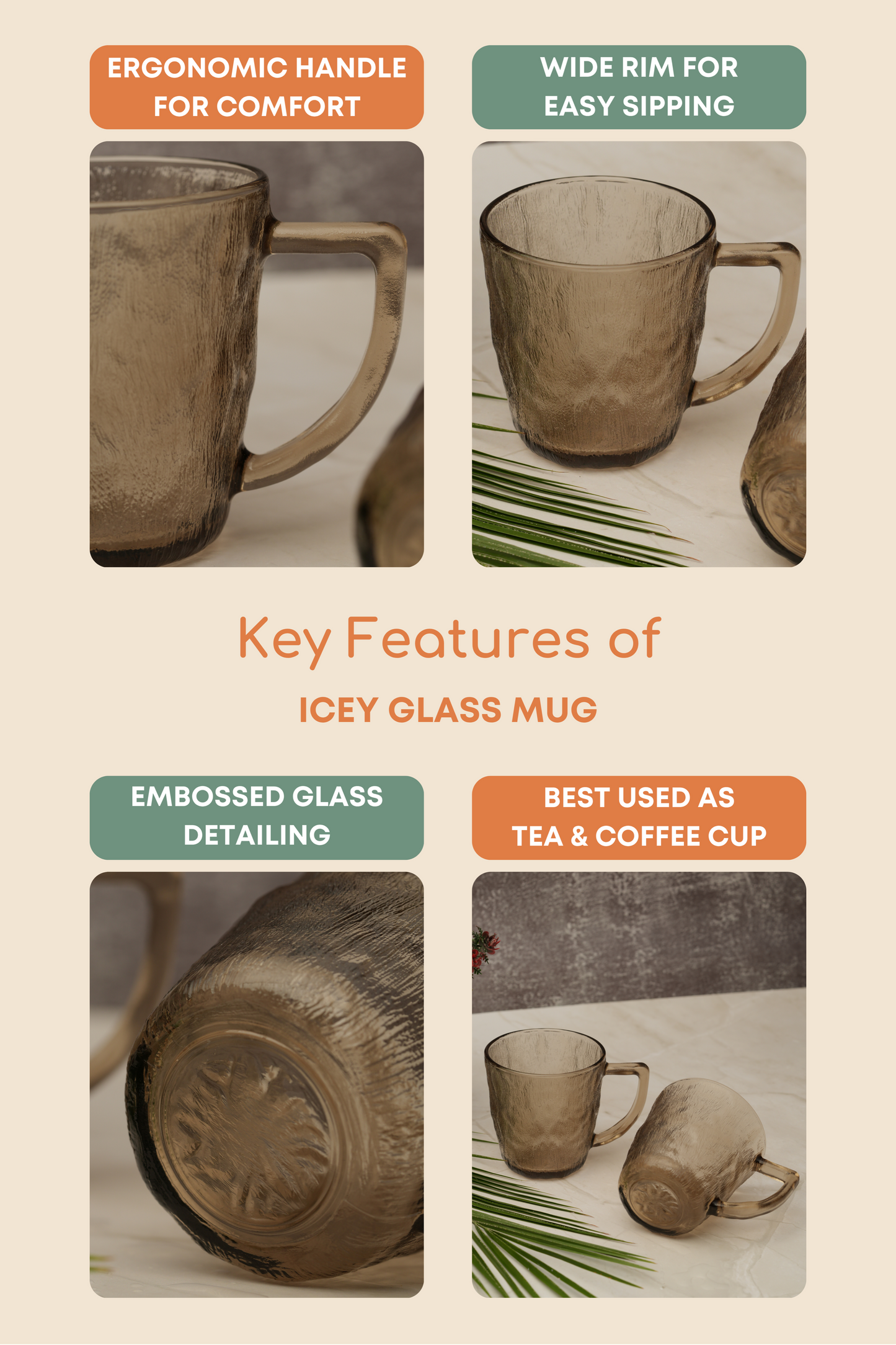 Icey Glass Mug Set of 2 (260ml)