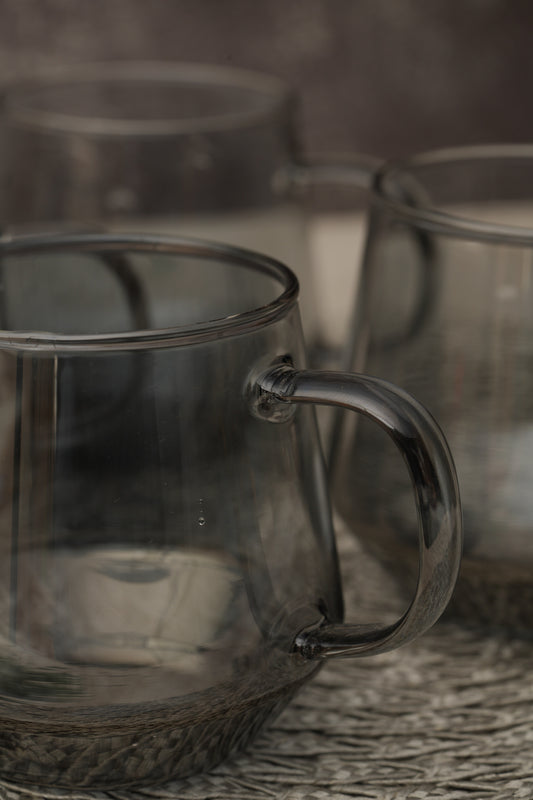 Lumo Smoke Glass Mug Set of 6 (420ml)