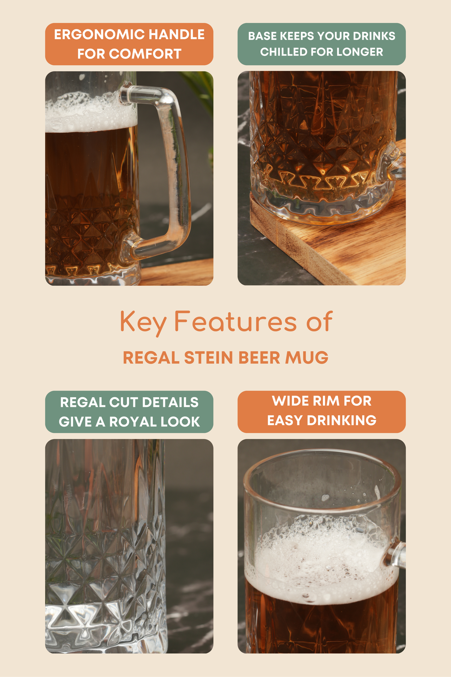 Regal Stein Beer Mug Set of 2 (450ml)