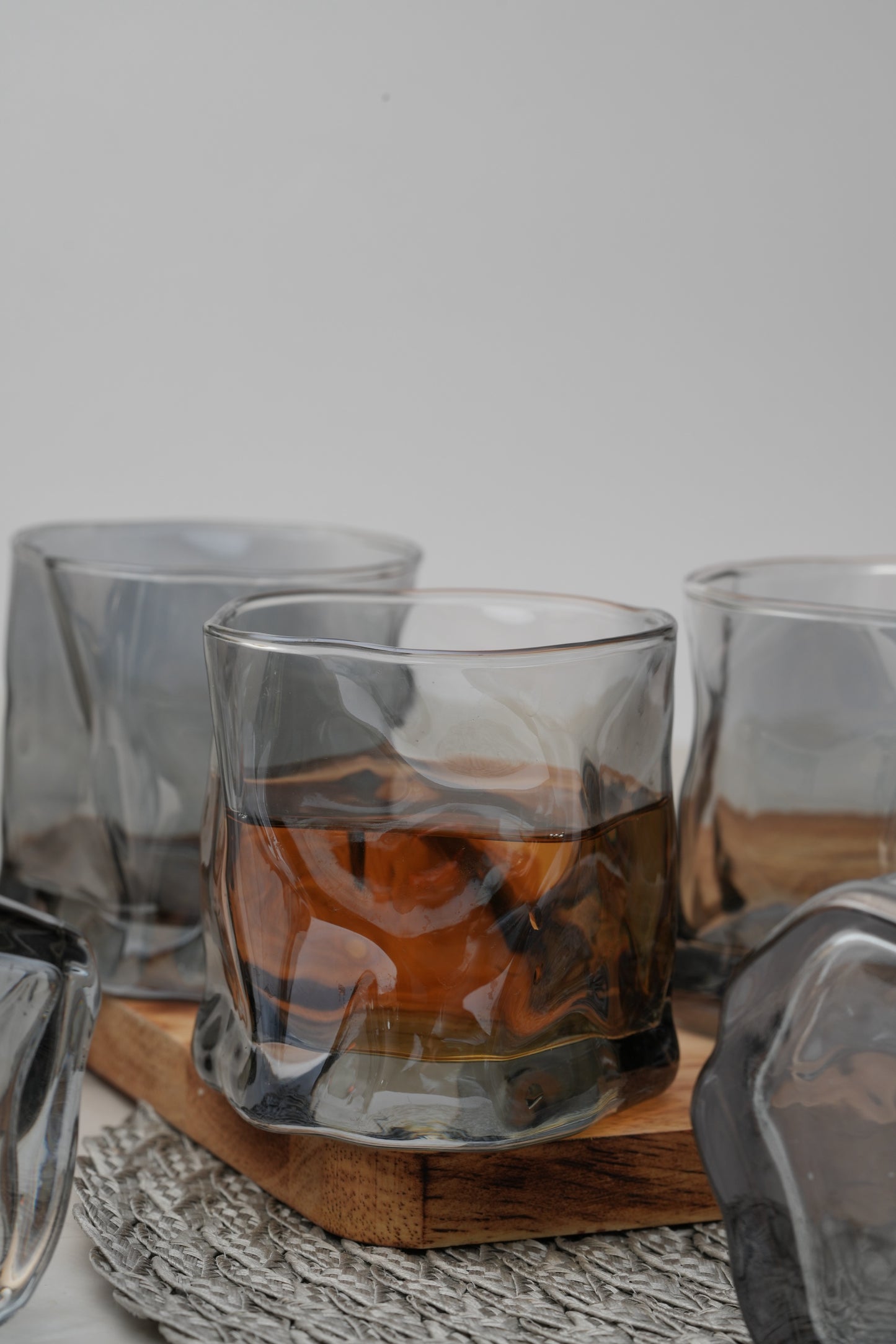 Sculpted Smoke Wave Whiskey Glass Set of 6 (300ml)