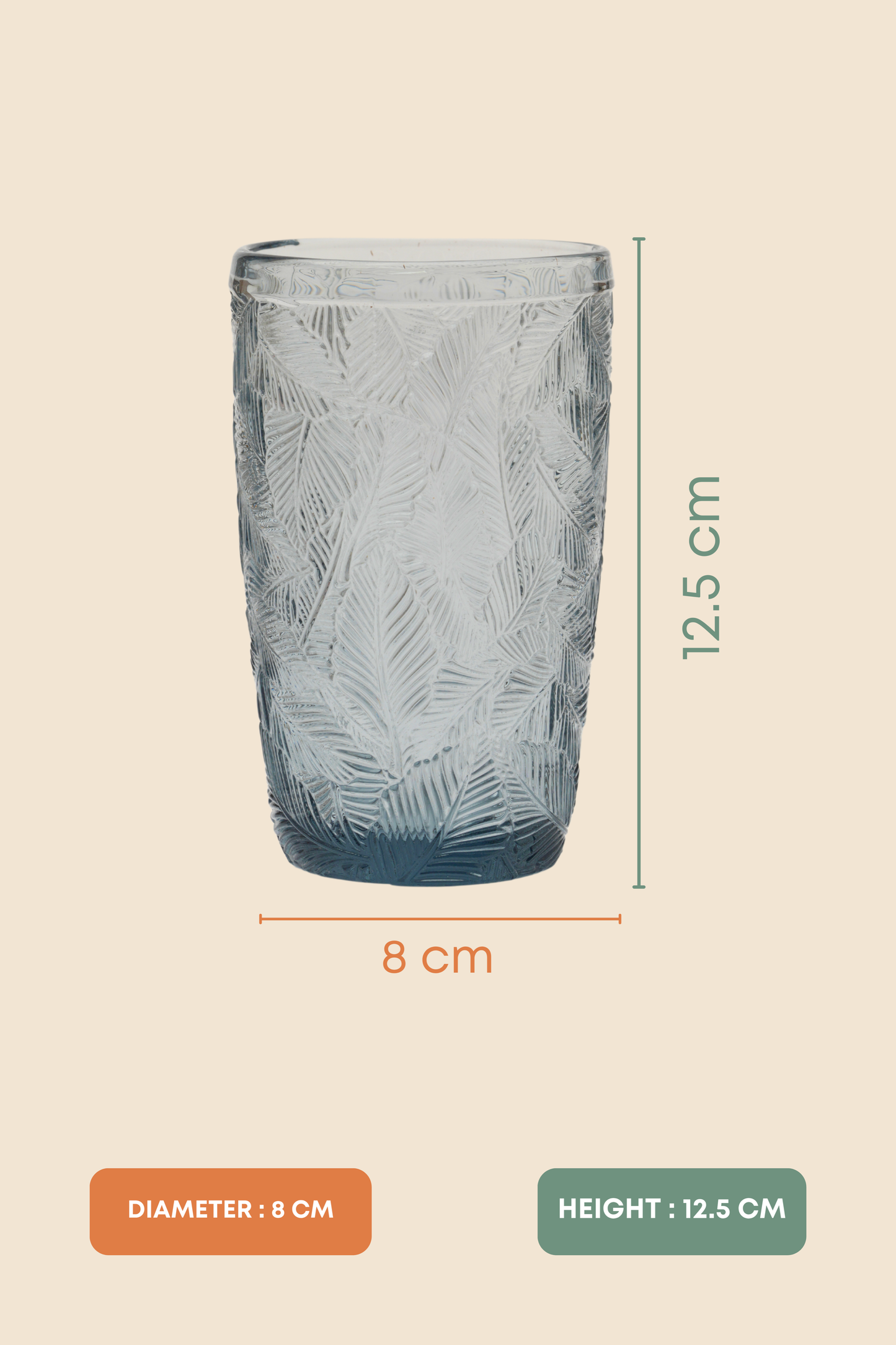 Tropical Blue Palm Glass Set of 6 (380ml)