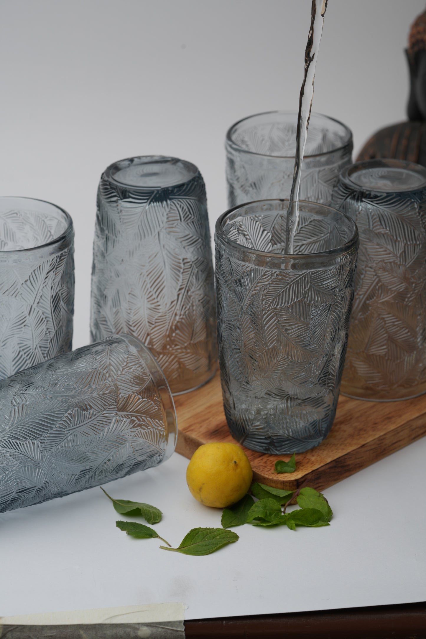 Tropical Blue Palm Glass Set of 6 (380ml)