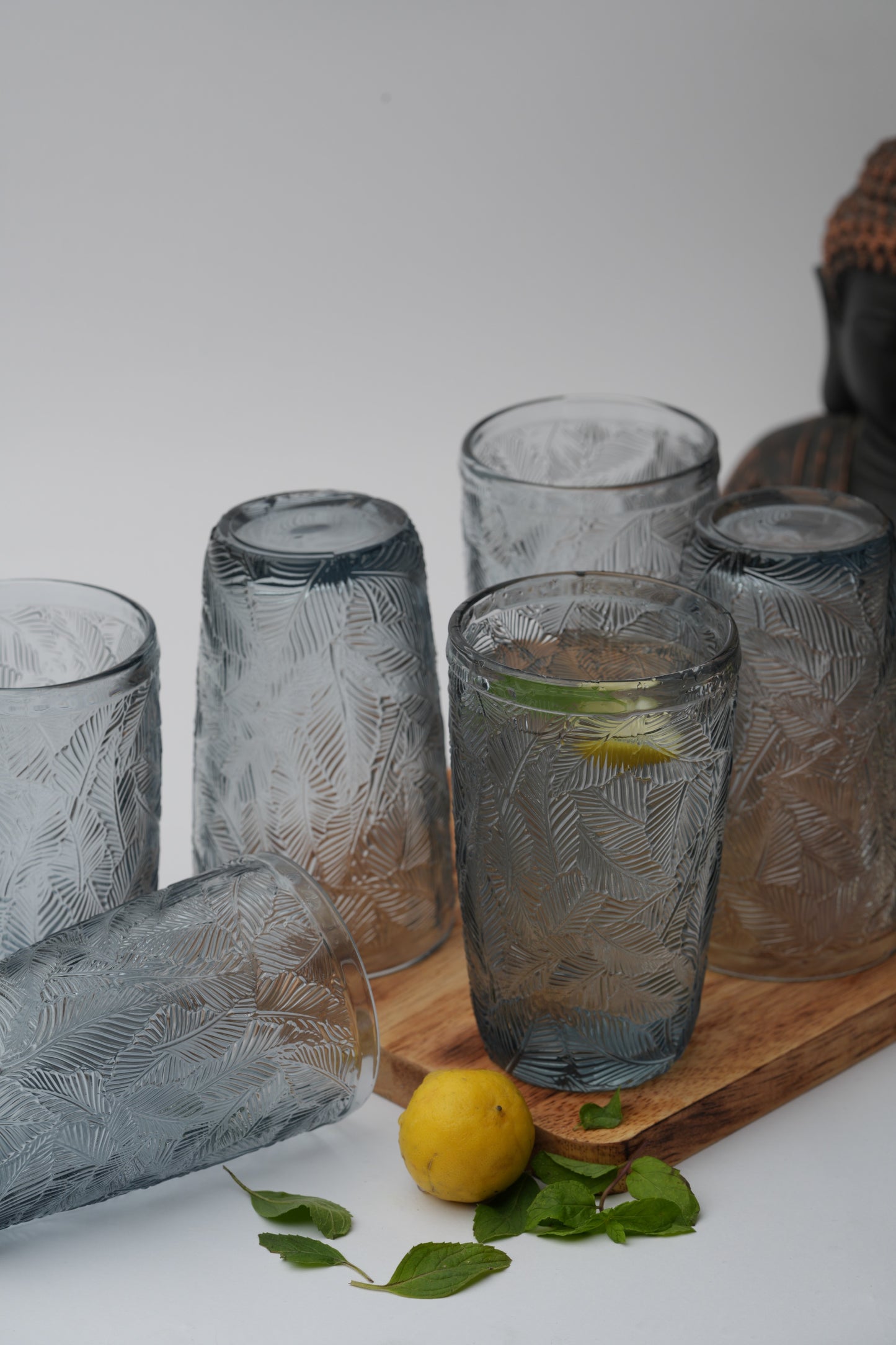 Tropical Blue Palm Glass Set of 6 (380ml)
