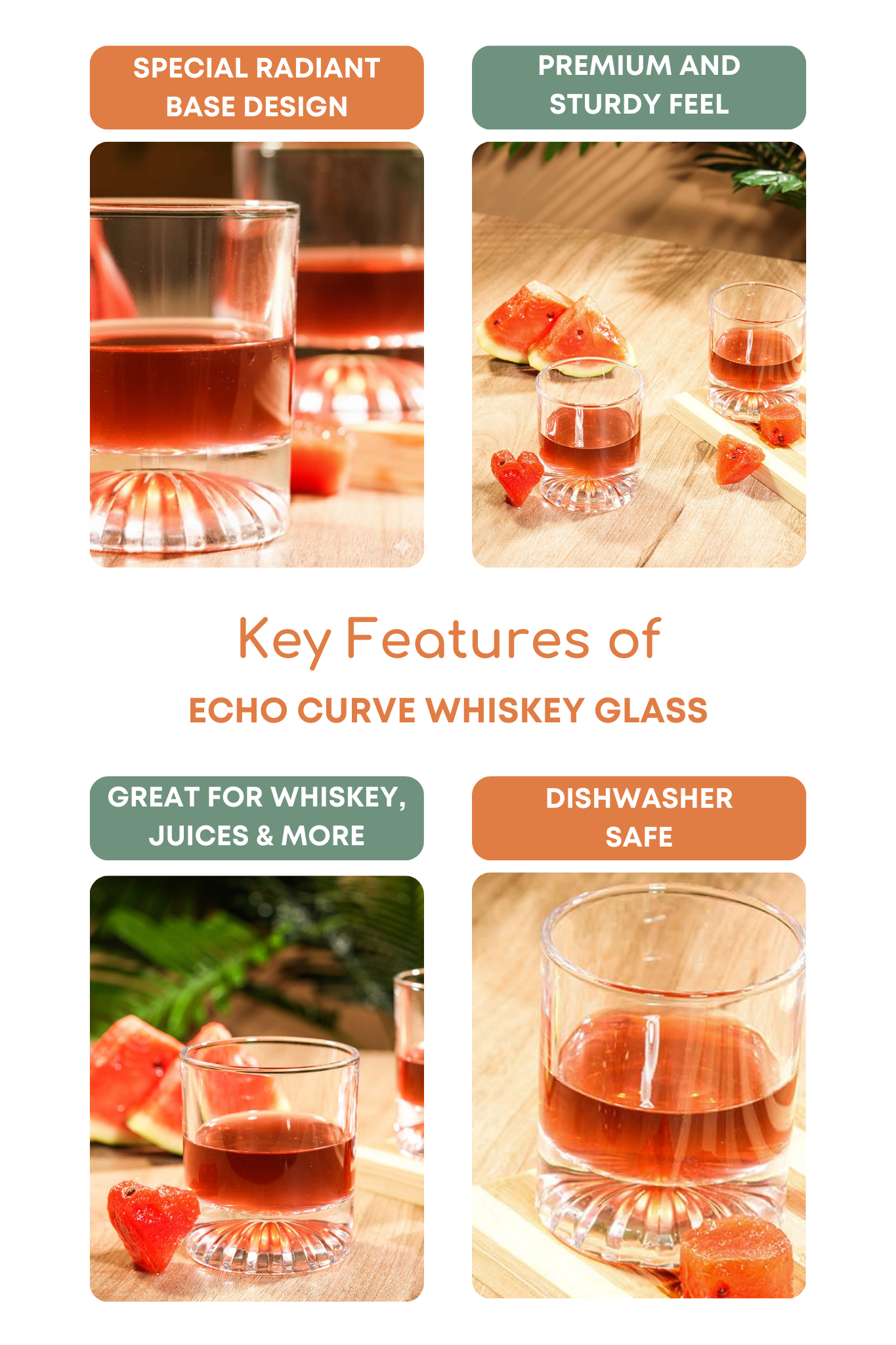 Echo Curve Whiskey Glass Set of 6 (300ml)