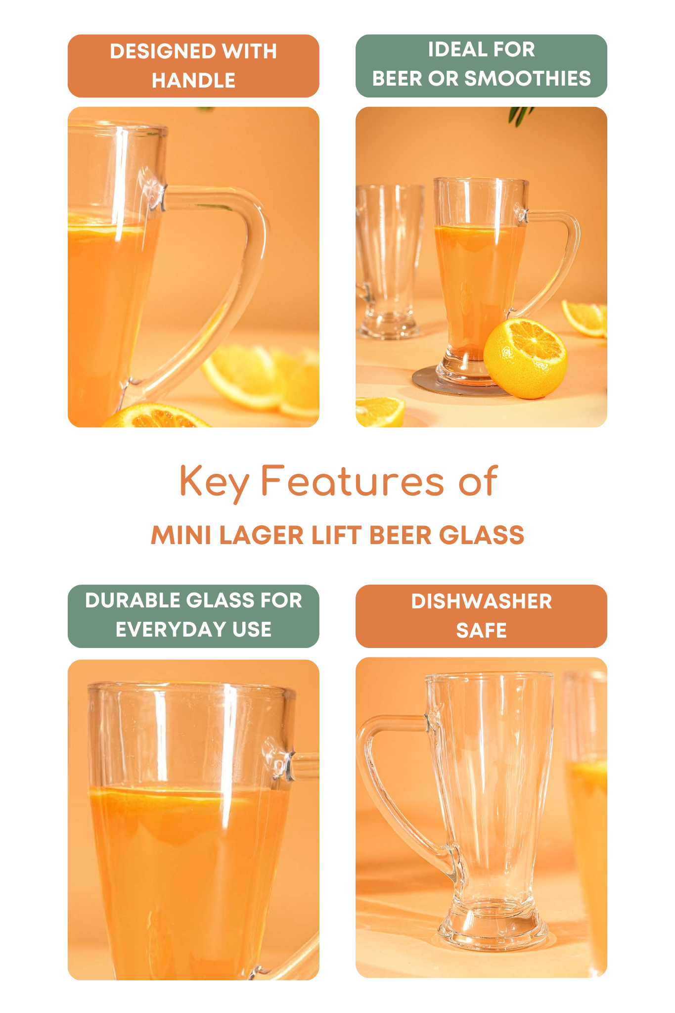 Mini Lager Lift Beer Glass Set of 6 (270ml)