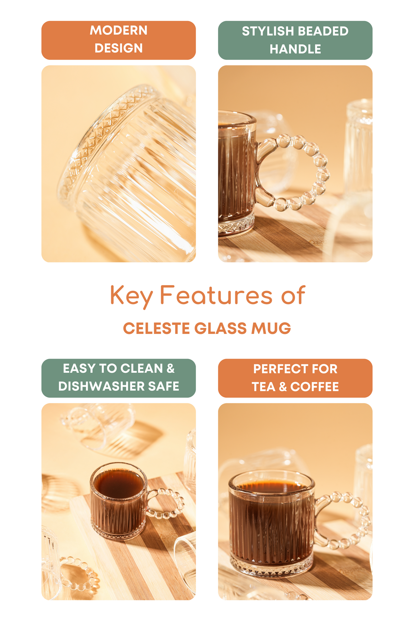 Celeste Glass Mug Set of 6 (110ml)