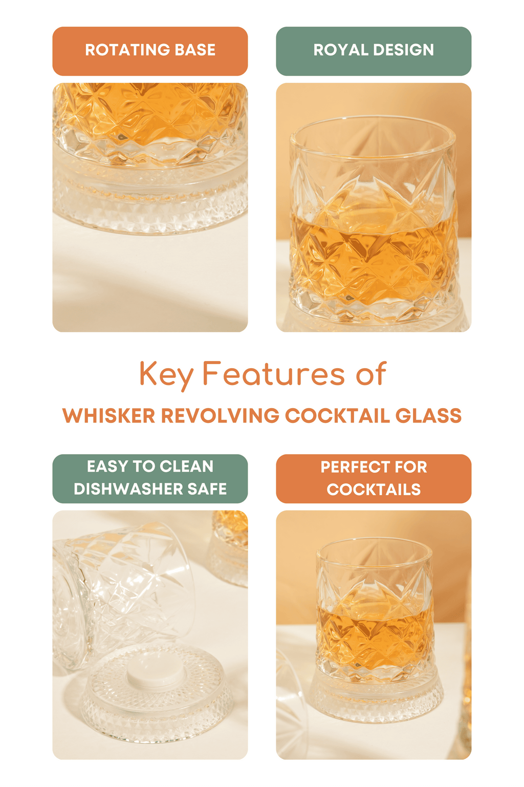 Whisker Revolving Cocktail Glass Set of 4 (330ml)