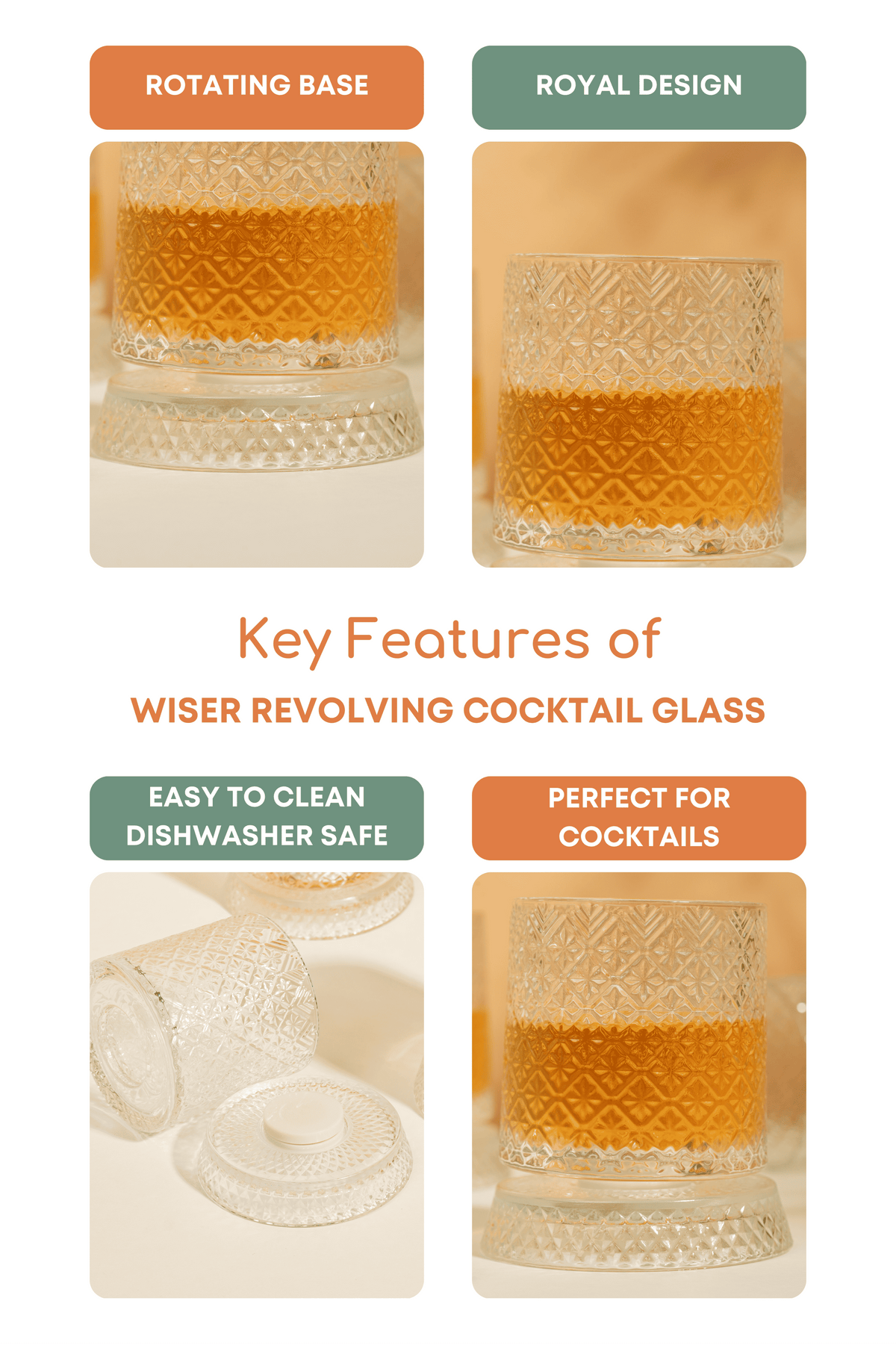 Wiser Revolving Cocktail Glass Set of 4 (330ml)