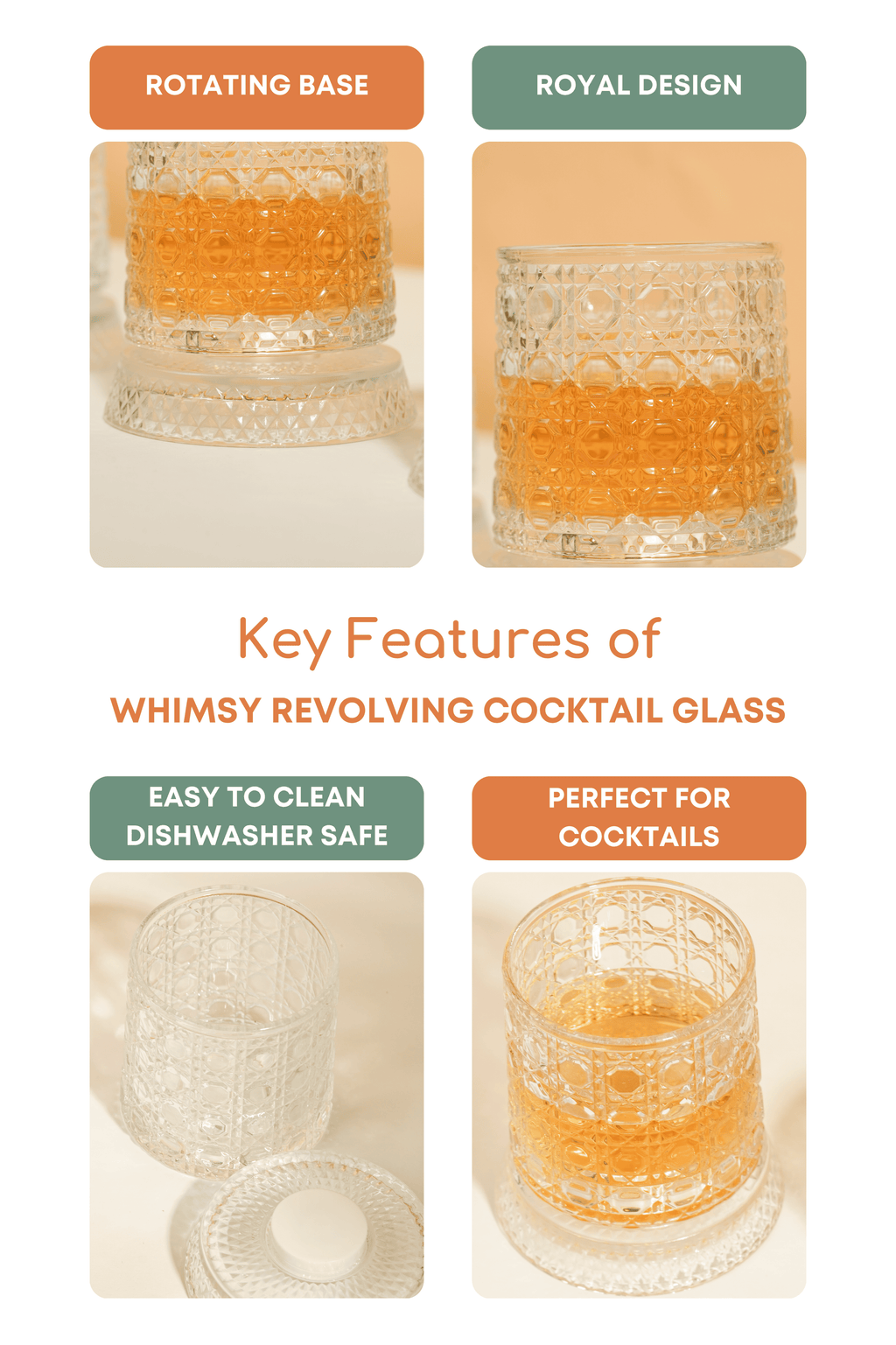 Whimsy Revolving Cocktail Glass Set of 4 (330ml)