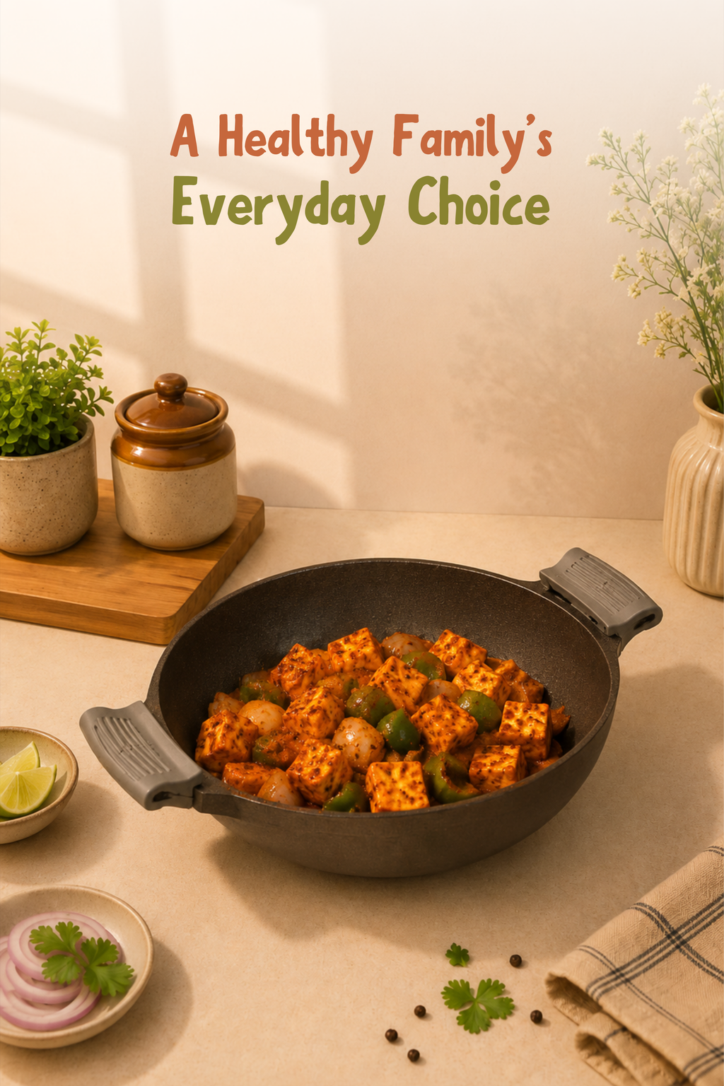 Cast Iron Flat Bottom Kadai 25.5cm / 10 inch (2.2 ltrs), Pre-seasoned, Naturally Nonstick, 100% Pure, Toxin-free, Gas & Induction
