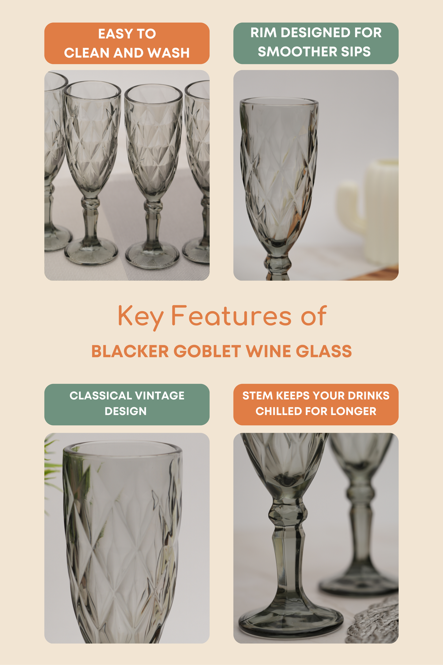 Blacker Goblet Wine Glass Set of 6 (165ml)