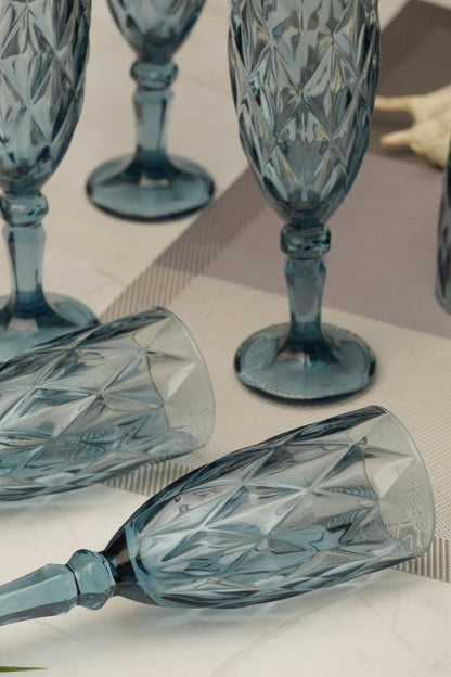 Blue Rose Goblet Wine Glass Set of 6 (165ml)