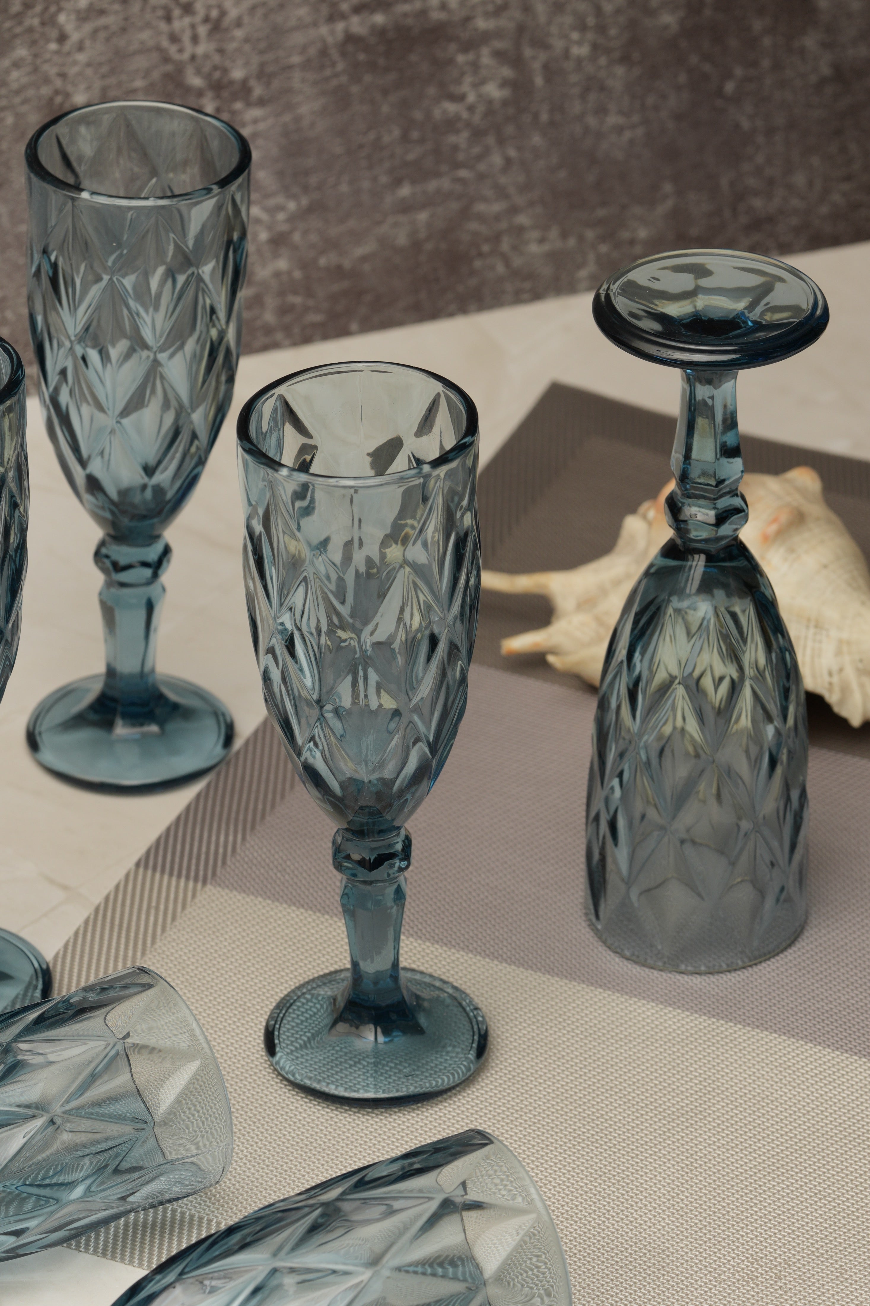 Blue Rose Goblet Wine Glass Set of 6 (165ml)