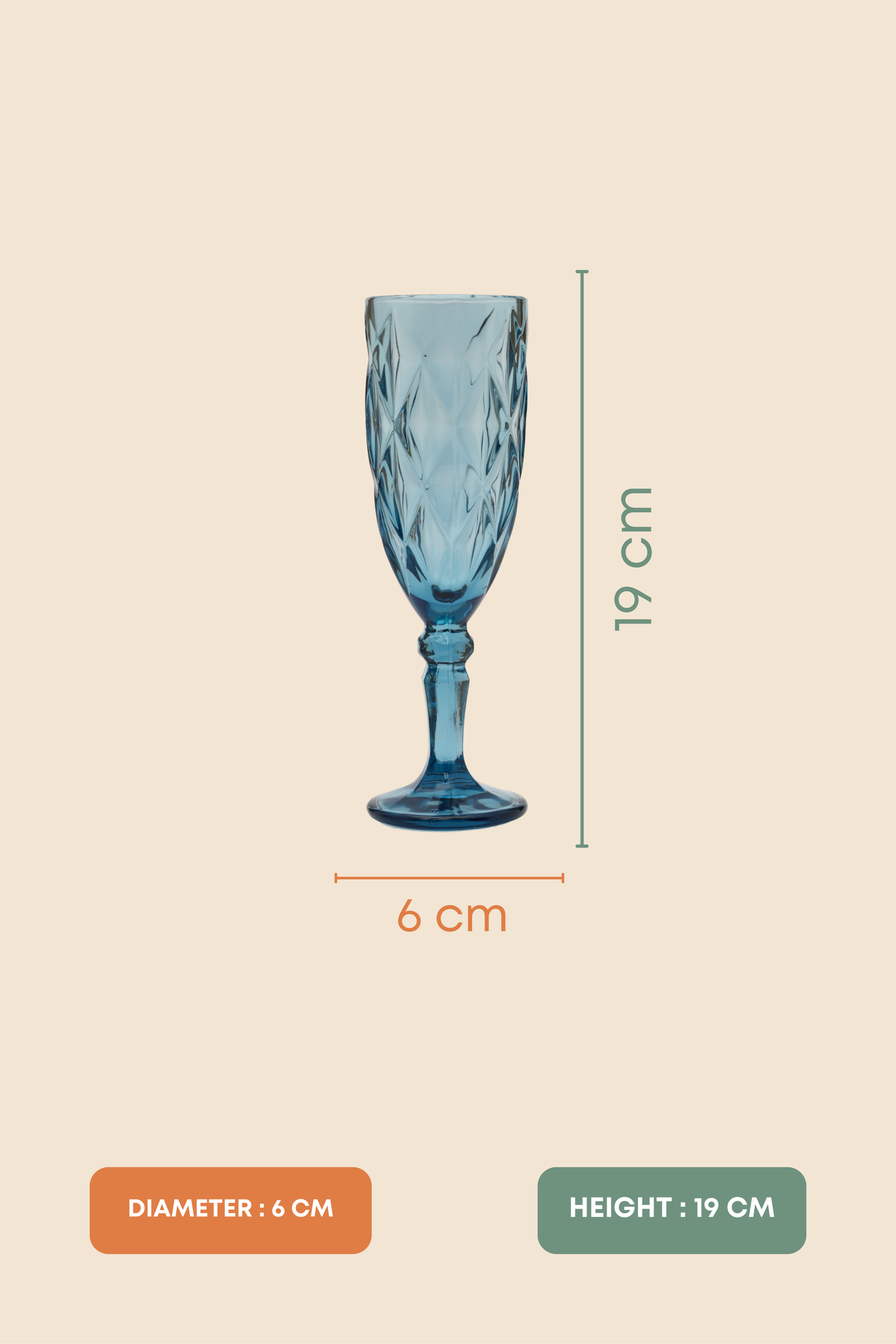 Blue Rose Goblet Wine Glass Set of 6 (165ml)