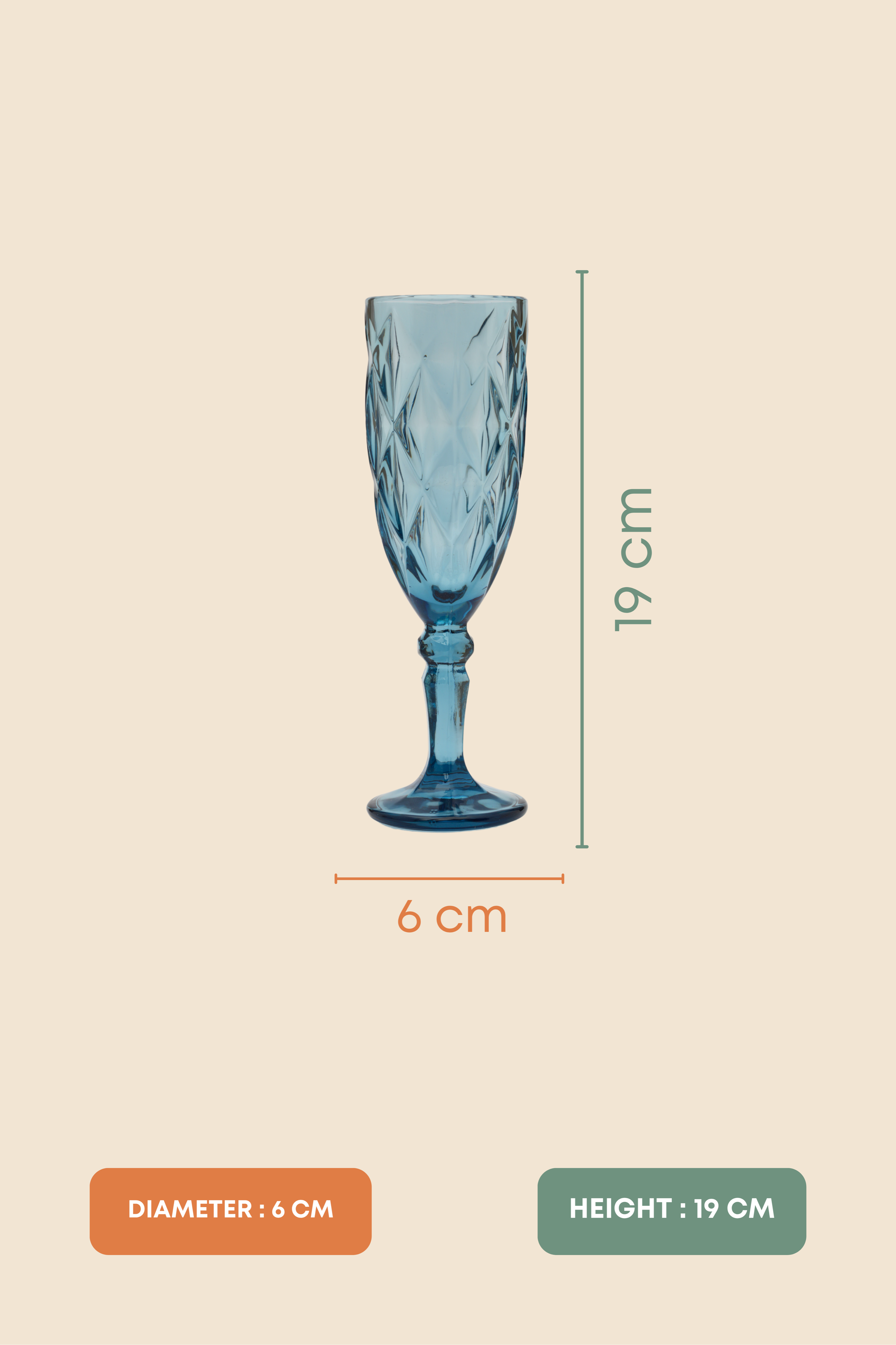 Blue Rose Goblet Wine Glass Set of 6 (165ml)
