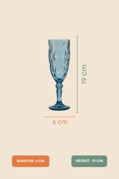 Blue Rose Goblet Wine Glass Set of 6 (165ml)