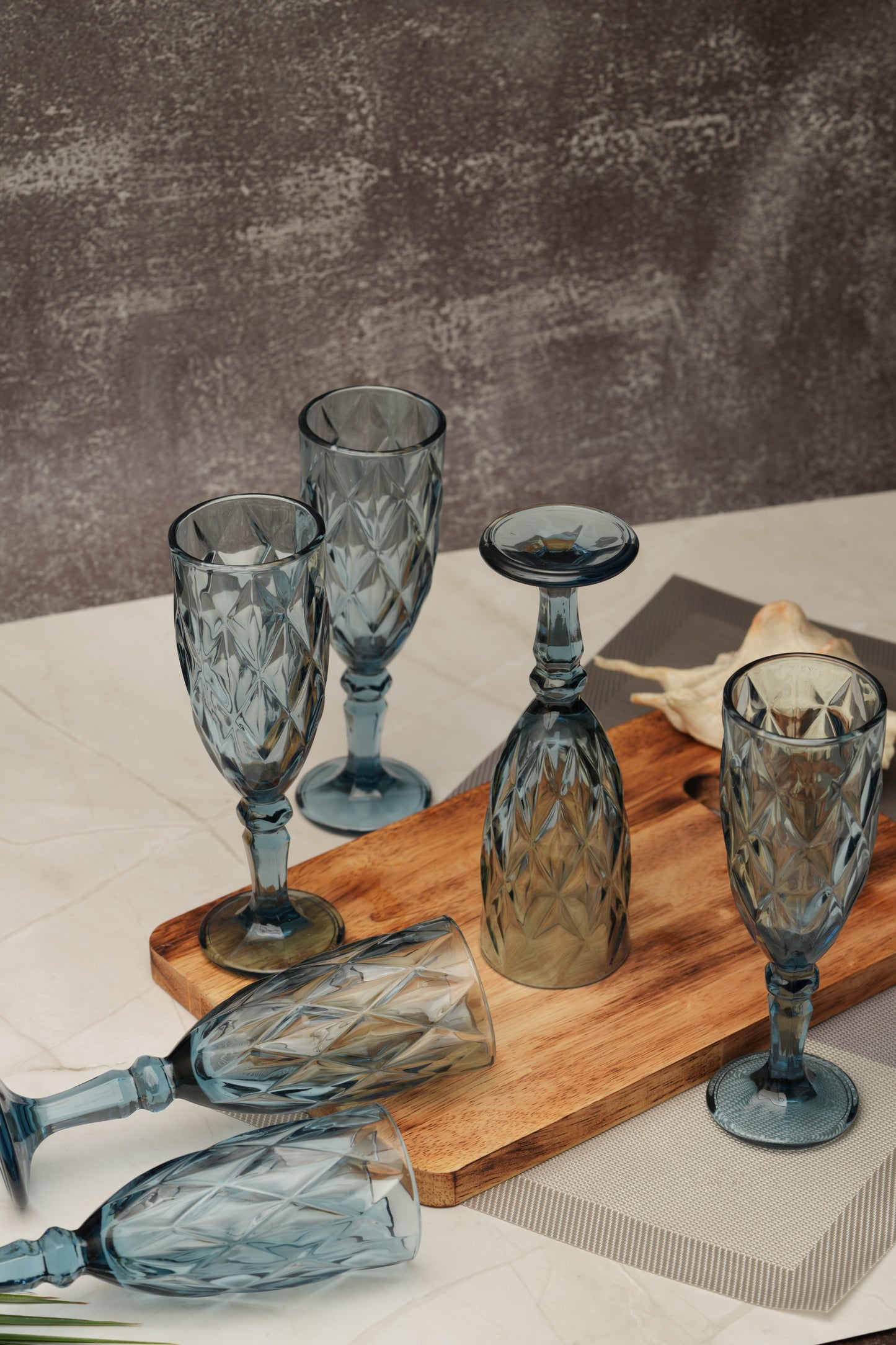 Blue Rose Goblet Wine Glass Set of 6 (165ml)