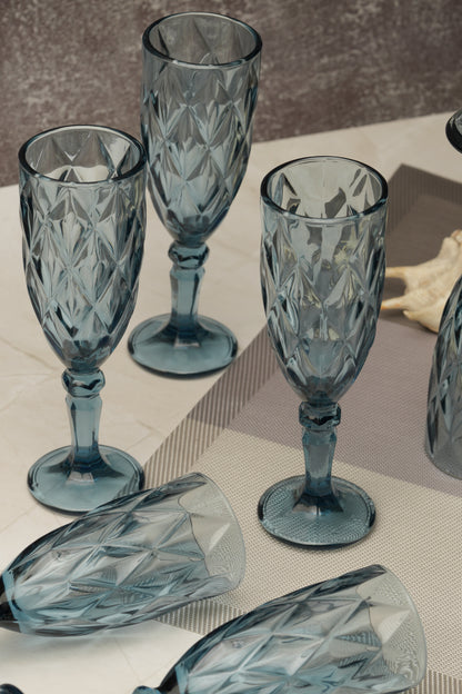 Blue Rose Goblet Wine Glass Set of 6 (165ml)