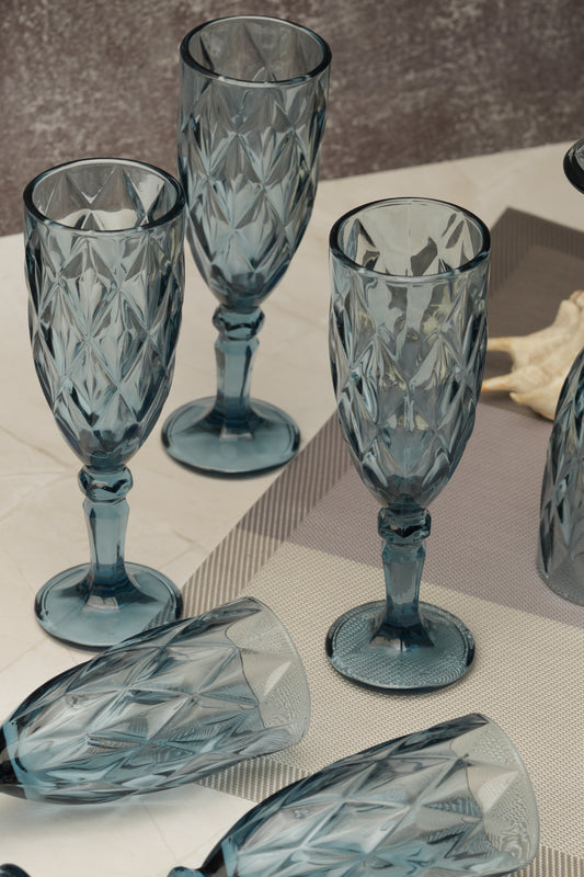 Blue Rose Goblet Wine Glass Set of 6 (165ml)