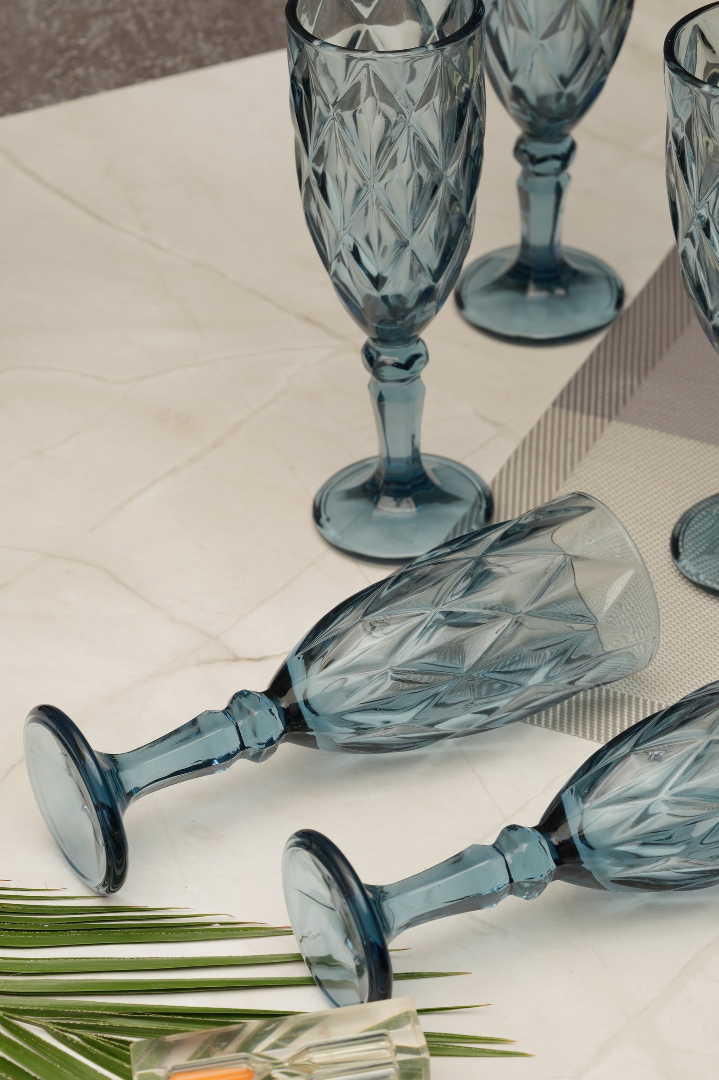 Blue Rose Goblet Wine Glass Set of 6 (165ml)
