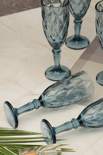 Blue Rose Goblet Wine Glass Set of 6 (165ml)