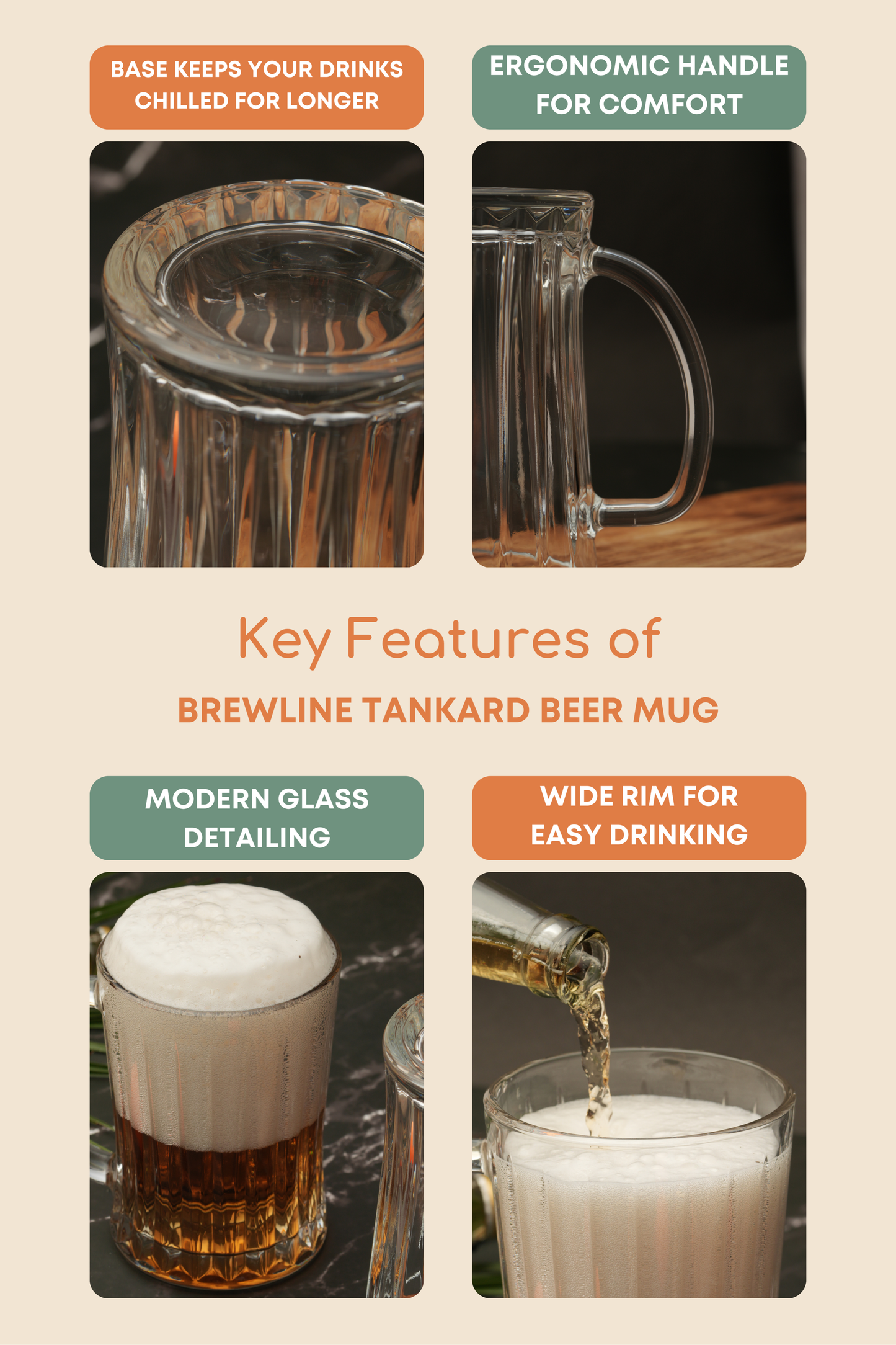BrewLine Tankard Beer Mug Set of 2 (670ml)