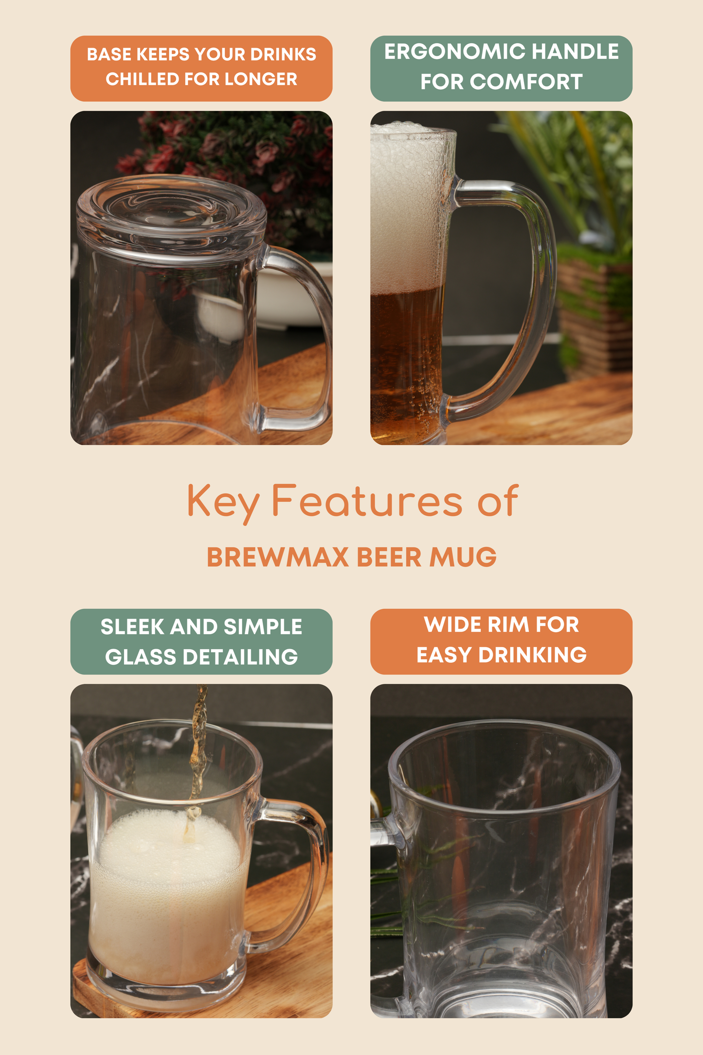 BrewMax Beer Mug Set of 2 (655ml)