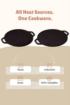 Cast Iron 2 in 1 Grill Plate / Dosa Tawa 30.5cm / 12 inch - Pre-seasoned, 100% Pure, Toxin-free, Gas & Induction
