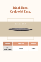 Cast Iron 2 in 1 Grill Plate / Dosa Tawa 30.5cm / 12 inch - Pre-seasoned, 100% Pure, Toxin-free, Gas & Induction