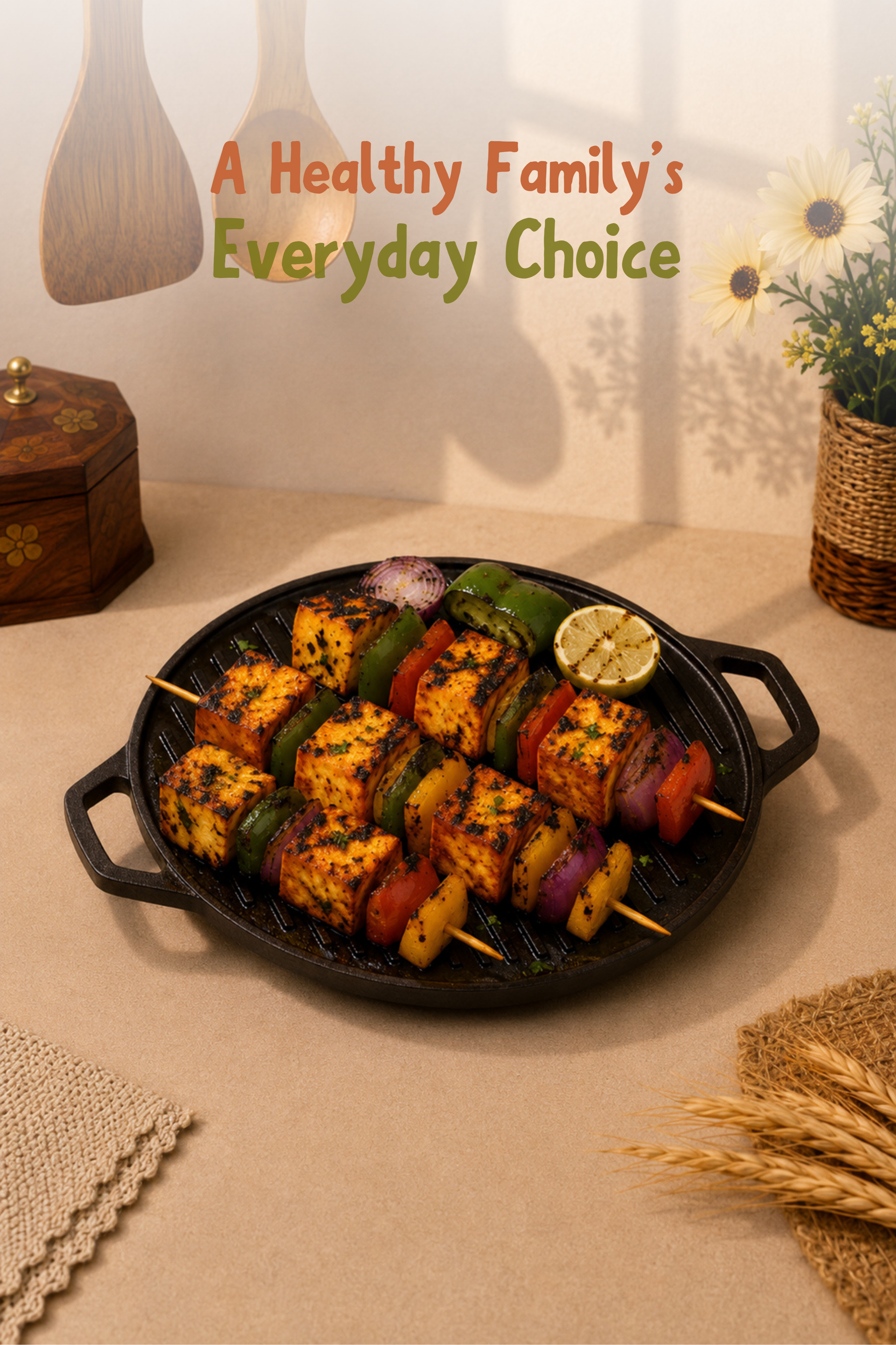 Cast Iron 2 in 1 Grill Plate / Dosa Tawa 30.5cm / 12 inch - Pre-seasoned, 100% Pure, Toxin-free, Gas & Induction