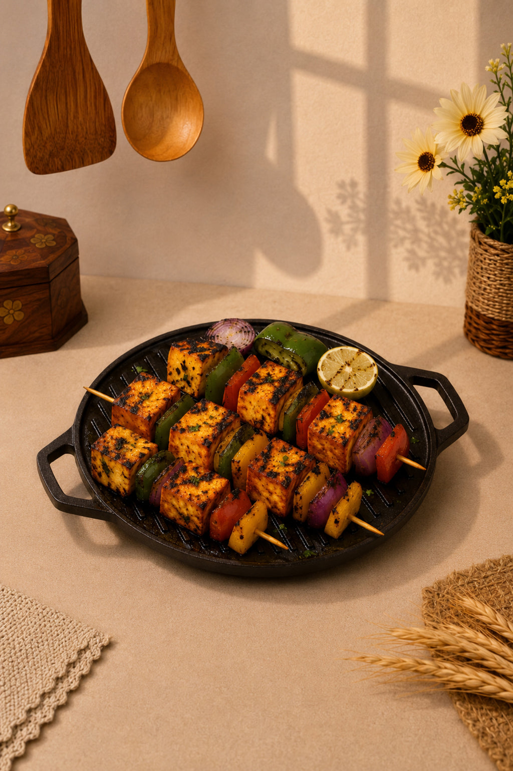 Cast Iron 2 in 1 Grill Plate / Dosa Tawa 30.5cm / 12 inch - Pre-seasoned, 100% Pure, Toxin-free, Gas & Induction