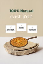 Cast Iron Concave Roti Tawa 22.9cm / 9 inch, Pre-seasoned, Nonstick, 100% Pure, Toxin-free