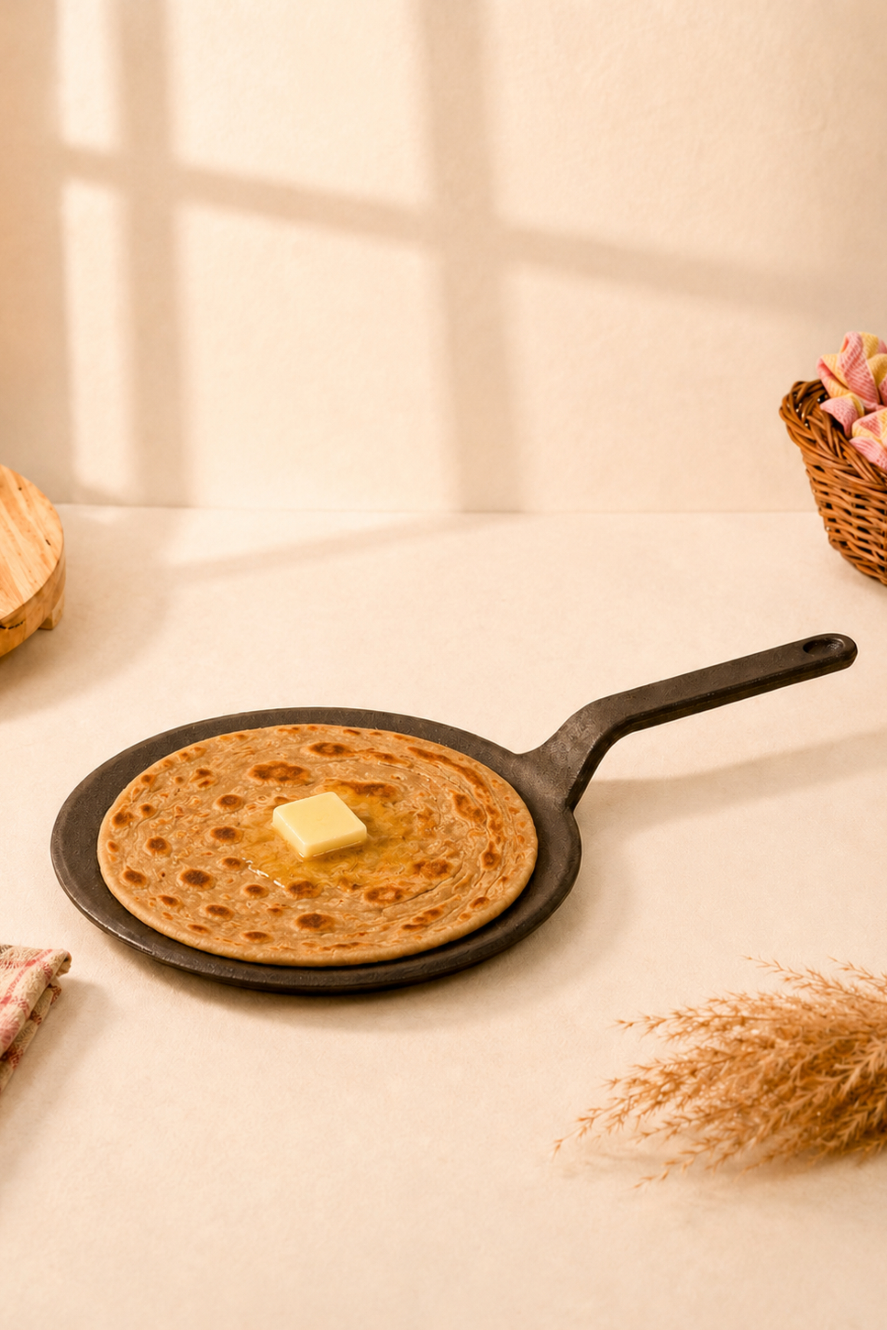 Cast Iron Concave Roti Tawa 22.9cm / 9 inch, Pre-seasoned, Nonstick, 100% Pure, Toxin-free