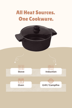 Cast Iron Dutch Oven / Casserole 10 inch / 25.4cm with Glass Lid 4L,Pre-seasoned, 100% Pure, Toxin-free, Induction with Silicone Sleeves