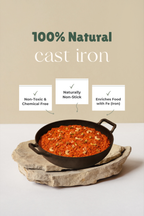 Cast Iron Flat Bottom Kadai 30.48cm / 12 inch (3 ltrs), Pre-seasoned, Naturally Nonstick, 100% Pure, Toxin-free, Gas & Induction