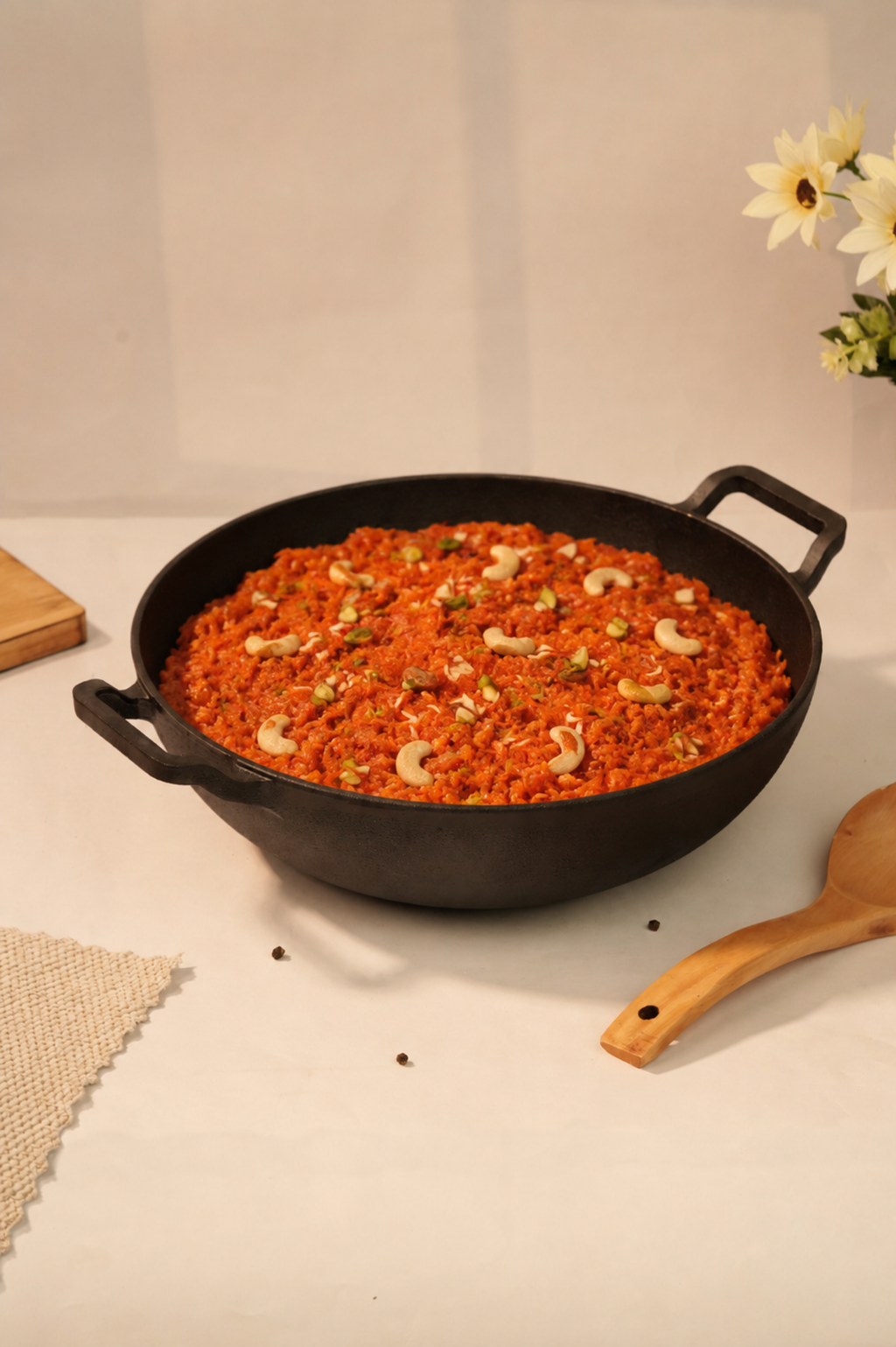 Cast Iron Flat Bottom Kadai 30.48cm / 12 inch (3 ltrs), Pre-seasoned, Naturally Nonstick, 100% Pure, Toxin-free, Gas & Induction