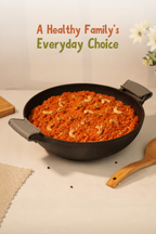 Cast Iron Flat Bottom Kadai 30.48cm / 12 inch (3 ltrs), Pre-seasoned, Naturally Nonstick, 100% Pure, Toxin-free, Gas & Induction