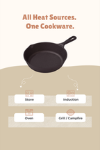 Cast Iron Fry Pan/Skillet 20.32cm / 8 inch (1.2L), Pre-seasoned, Naturally Nonstick, 100% Pure, Toxin-free, Gas & Induction