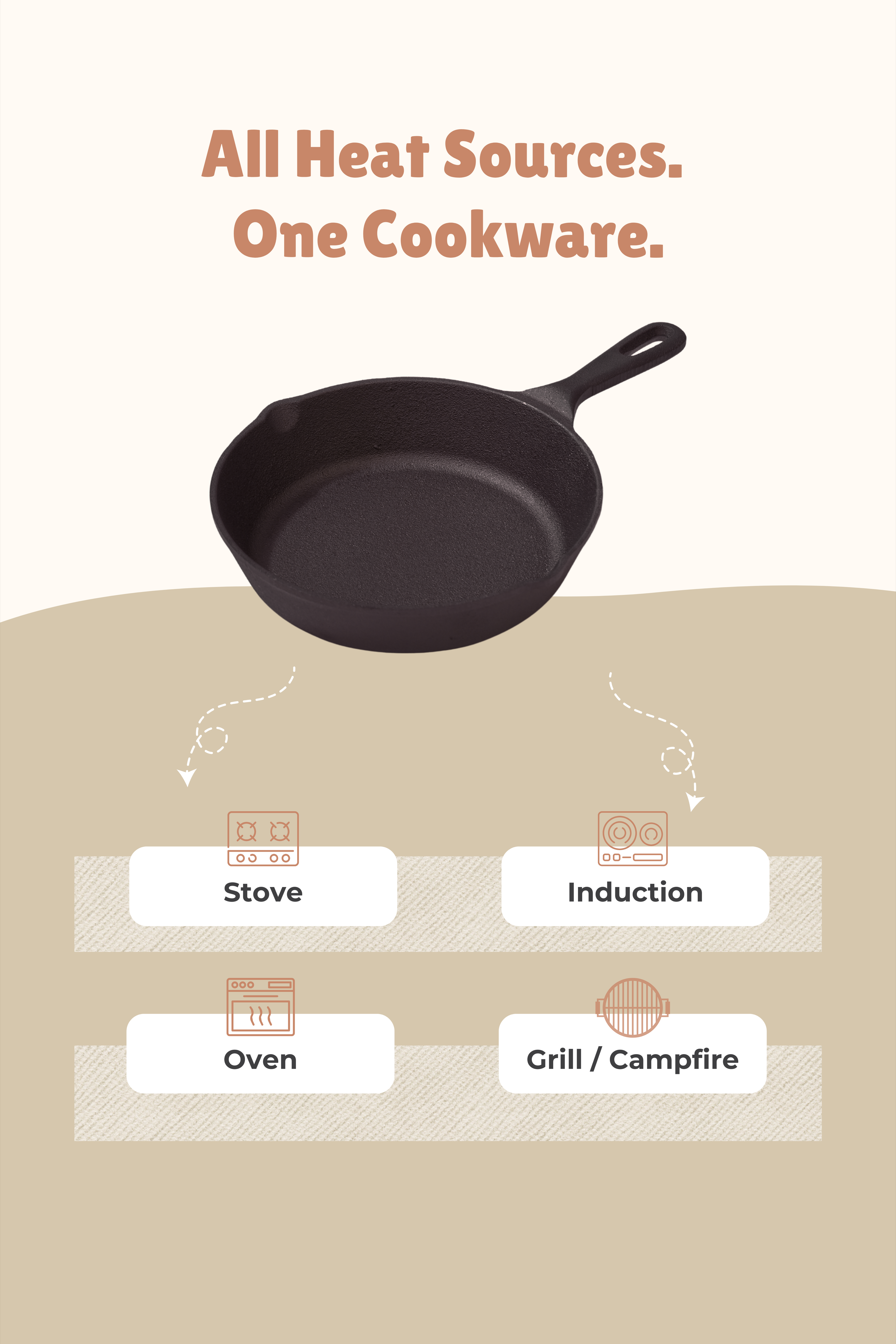 Cast Iron Fry Pan/Skillet 20.32cm / 8 inch (1.2L), Pre-seasoned, Naturally Nonstick, 100% Pure, Toxin-free, Gas & Induction