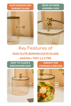 Max Flute Borosilicate Glass Kadhai / Pot 2.5 Litre