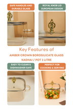 Amber Crown Borosilicate Glass Kadhai / Pot 2 Litre