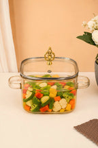 Amber Crown Borosilicate Glass Kadhai / Pot 2 Litre