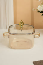 Amber Crown Borosilicate Glass Kadhai / Pot 2 Litre