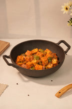 Cast Iron Flat Bottom Kadai 25.5cm / 10 inch (2.2 ltrs), Pre-seasoned, Naturally Nonstick, 100% Pure, Toxin-free, Gas & Induction