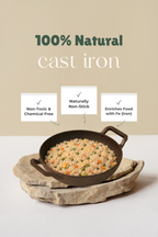 Cast Iron Flat Bottom Kadai 20.5cm / 8 inch (1.4 ltrs), Pre-seasoned, Naturally Nonstick, 100% Pure, Toxin-free, Gas & Induction